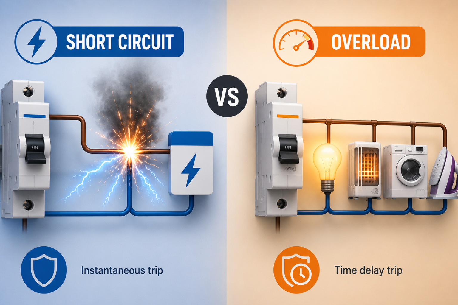 Short Circuit vs Overload in Circuit Protection Devices Explained